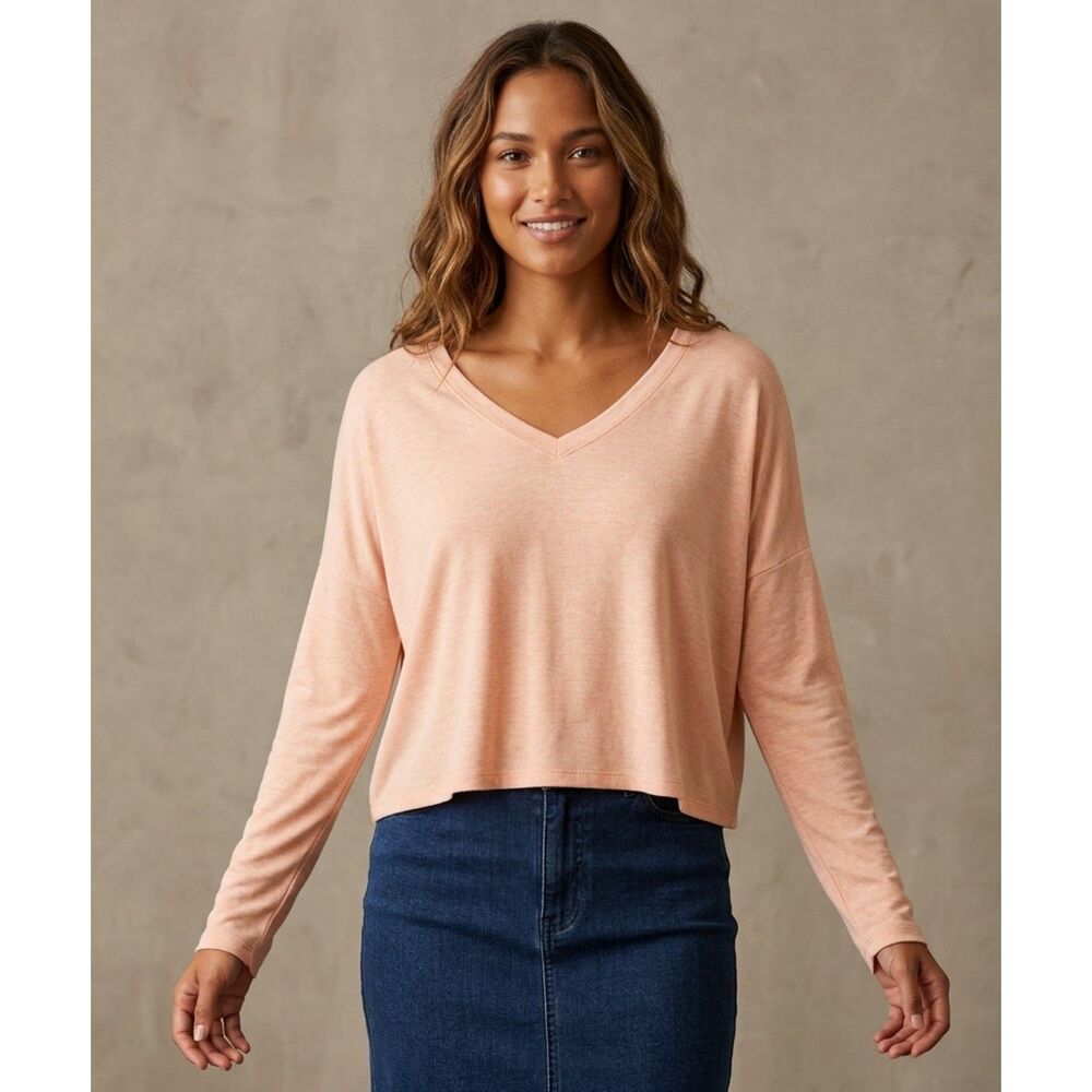 Double Zero Brand Sz Small-Women’s Cropped Baggy Soft Long Sleeved Tee, Boho